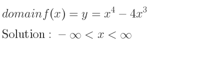 The domain of f(x)=y=x^4-4x^3 is -infinity <x<infinity